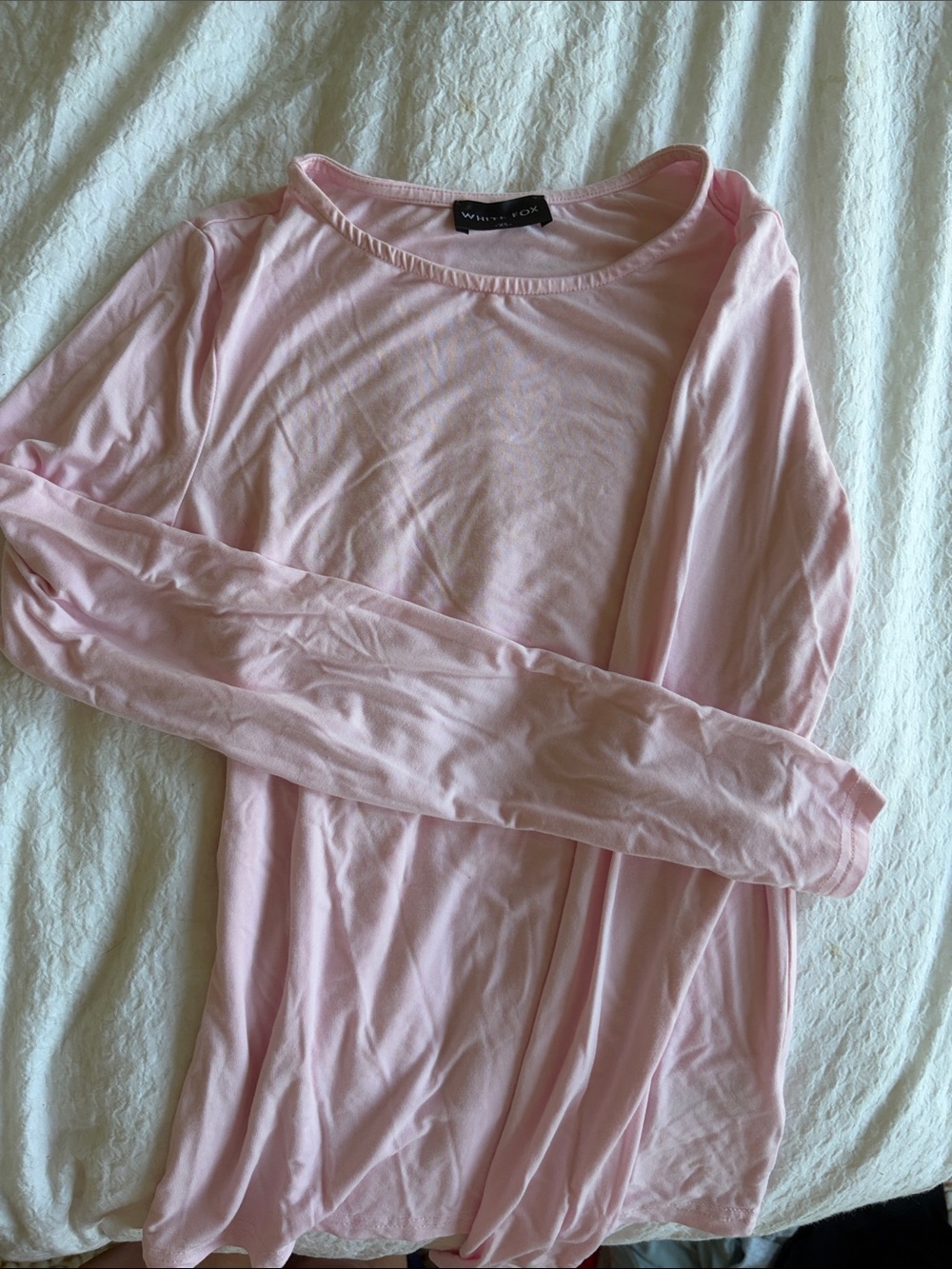 White Fox Boutique Light Pink Long Sleeve Scoop Neck Top